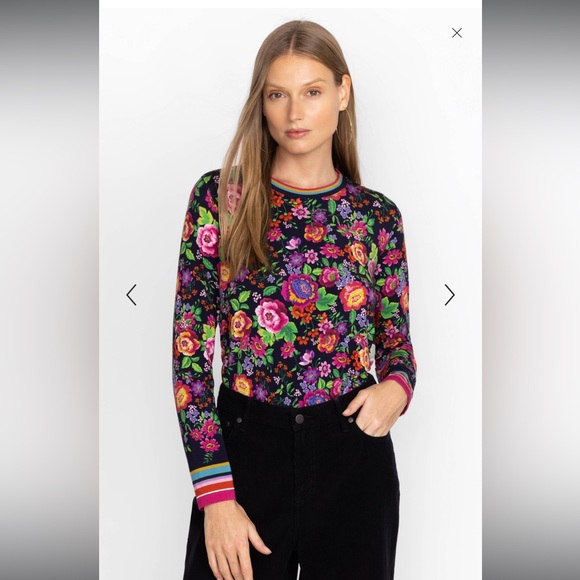 Johnny Was The Janie Favorite Long Sleeve Crew Neck Swing Tee XXS Floral Preppy - Picture 1 of 5
